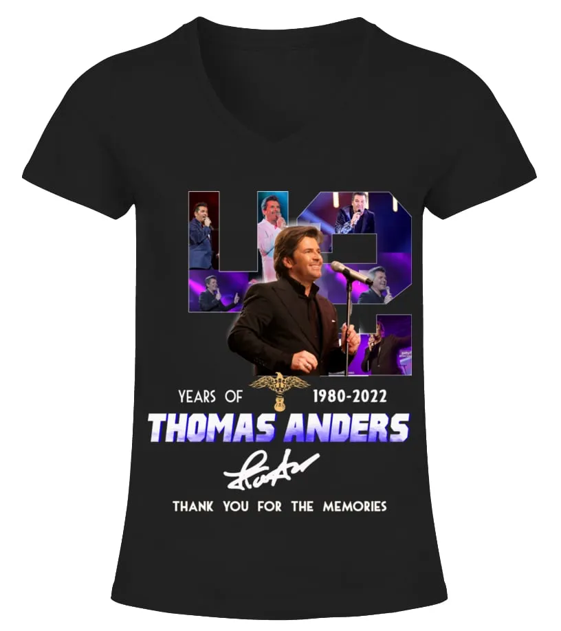 THOMAS ANDERS 42 YEARS OF 19802022 CAMISETA CUELLO PICO MUJER
