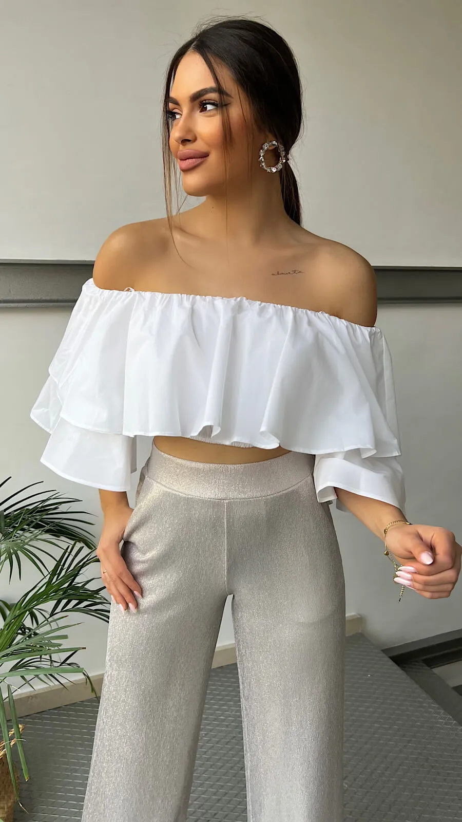 Top Maxi Volante Blanco