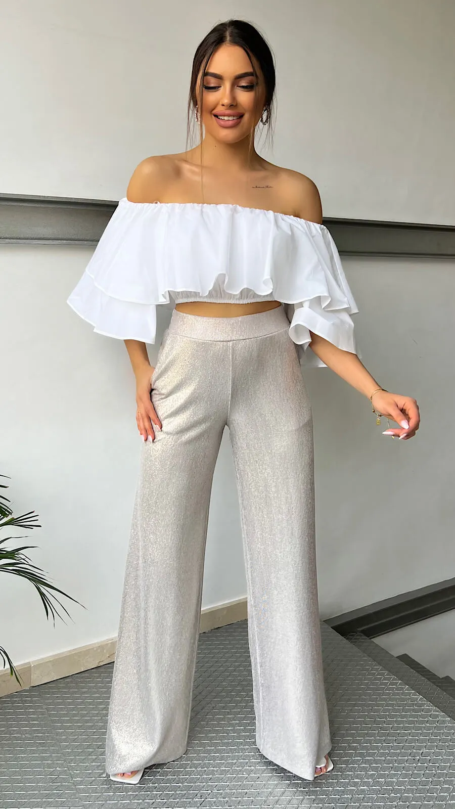 Top Maxi Volante Blanco