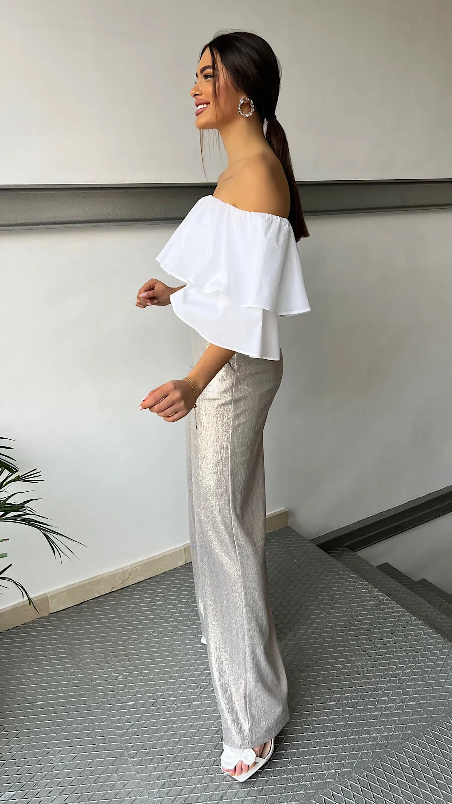 Top Maxi Volante Blanco
