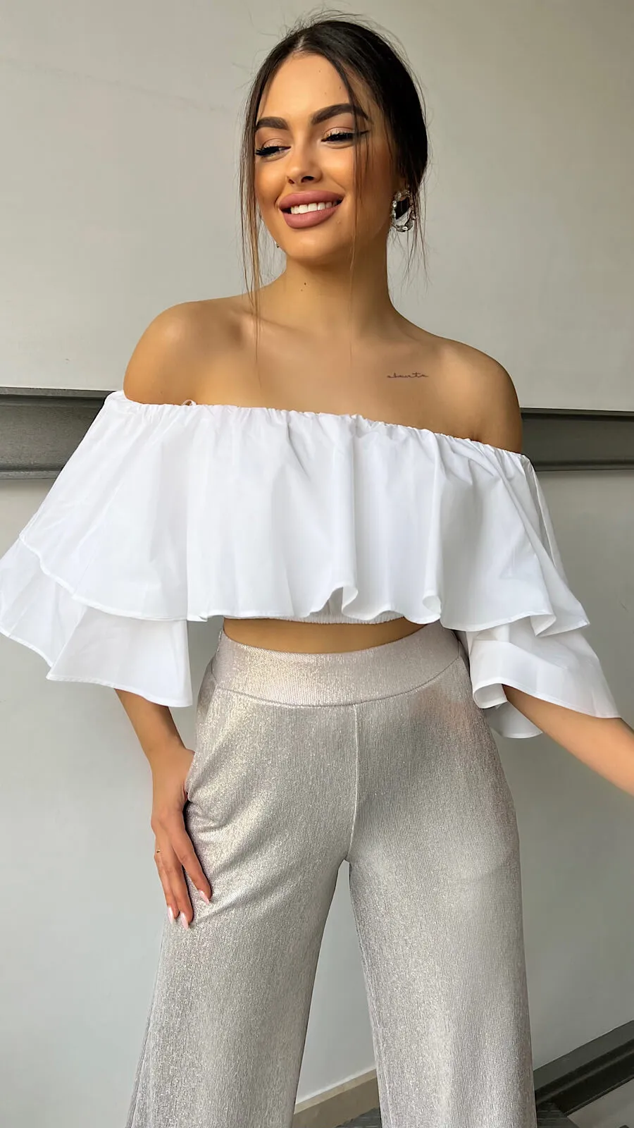 Top Maxi Volante Blanco