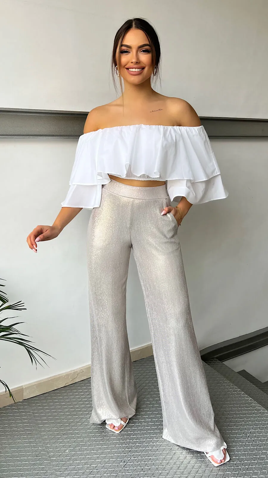 Top Maxi Volante Blanco