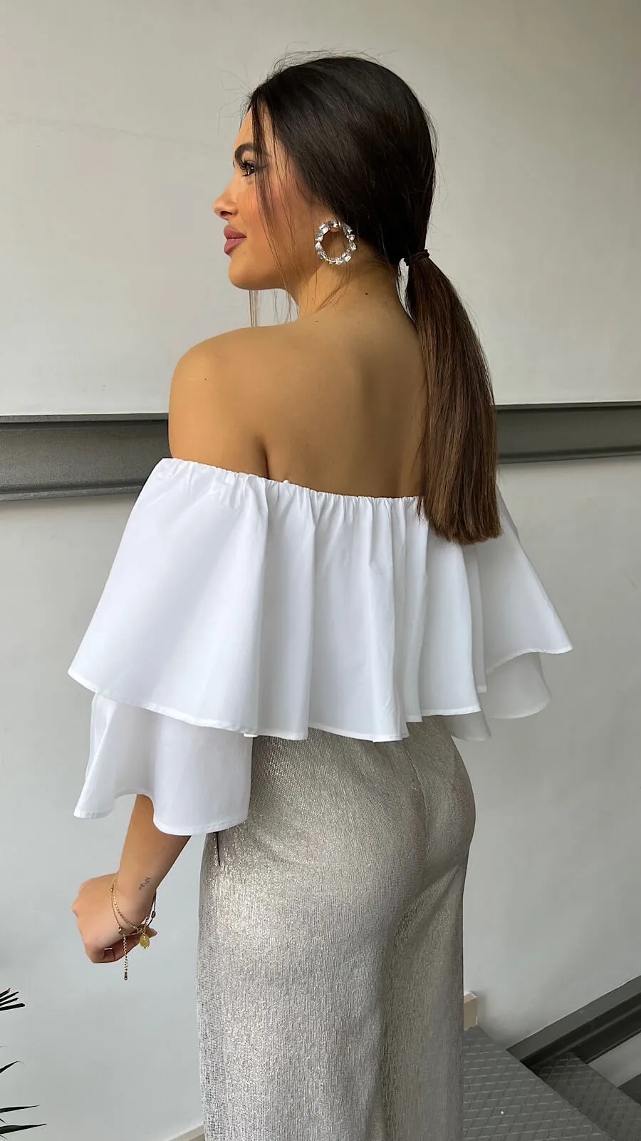 Top Maxi Volante Blanco