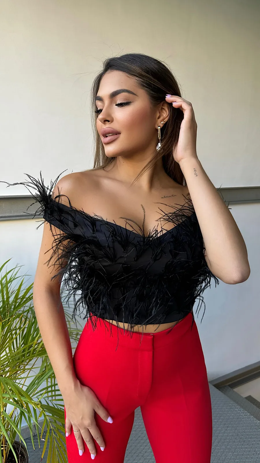 Top Negro Plumas
