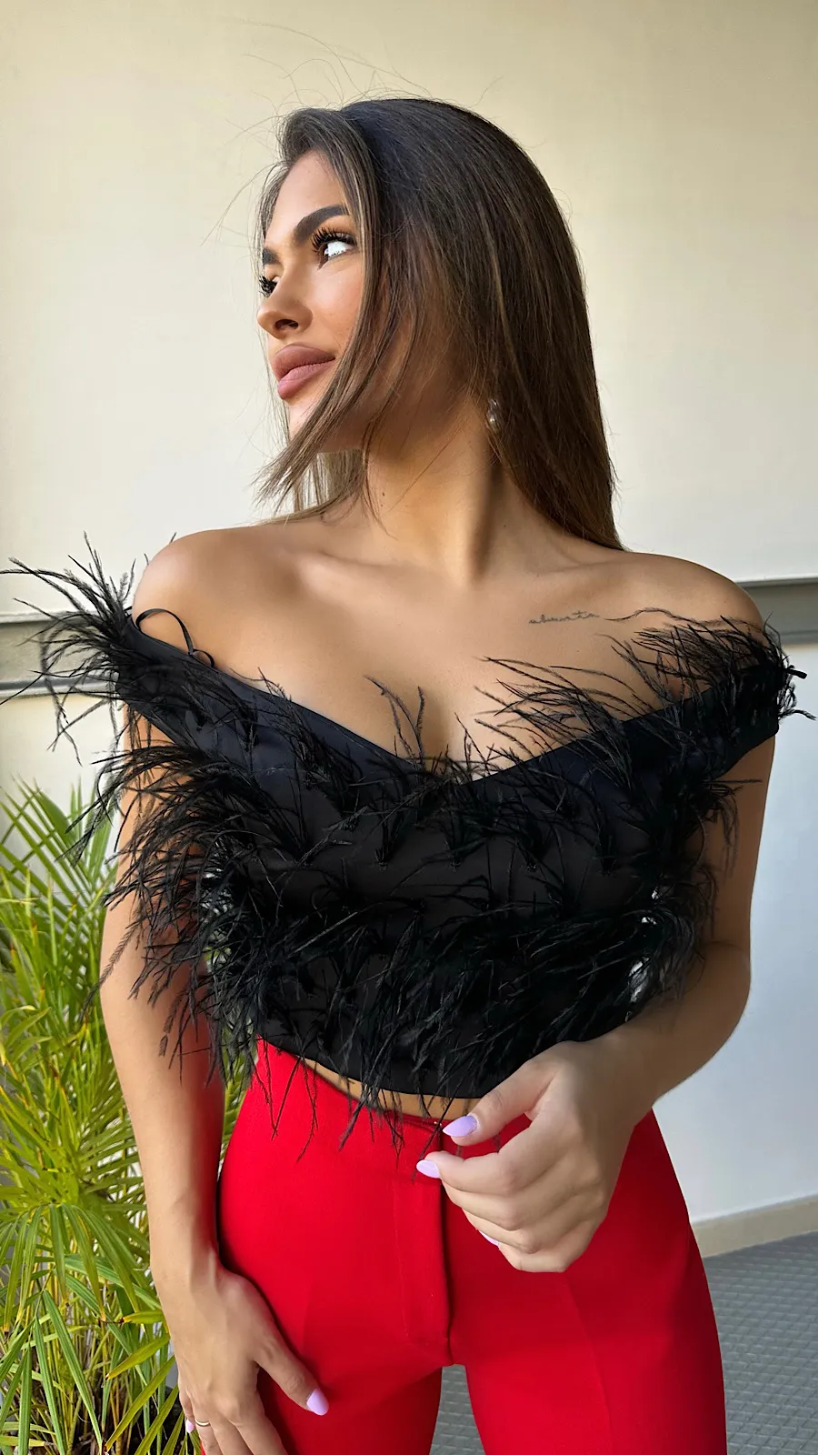 Top Negro Plumas