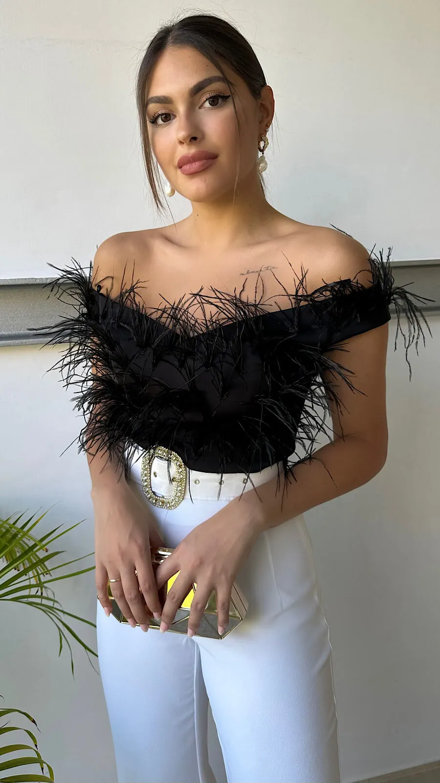 Top Negro Plumas