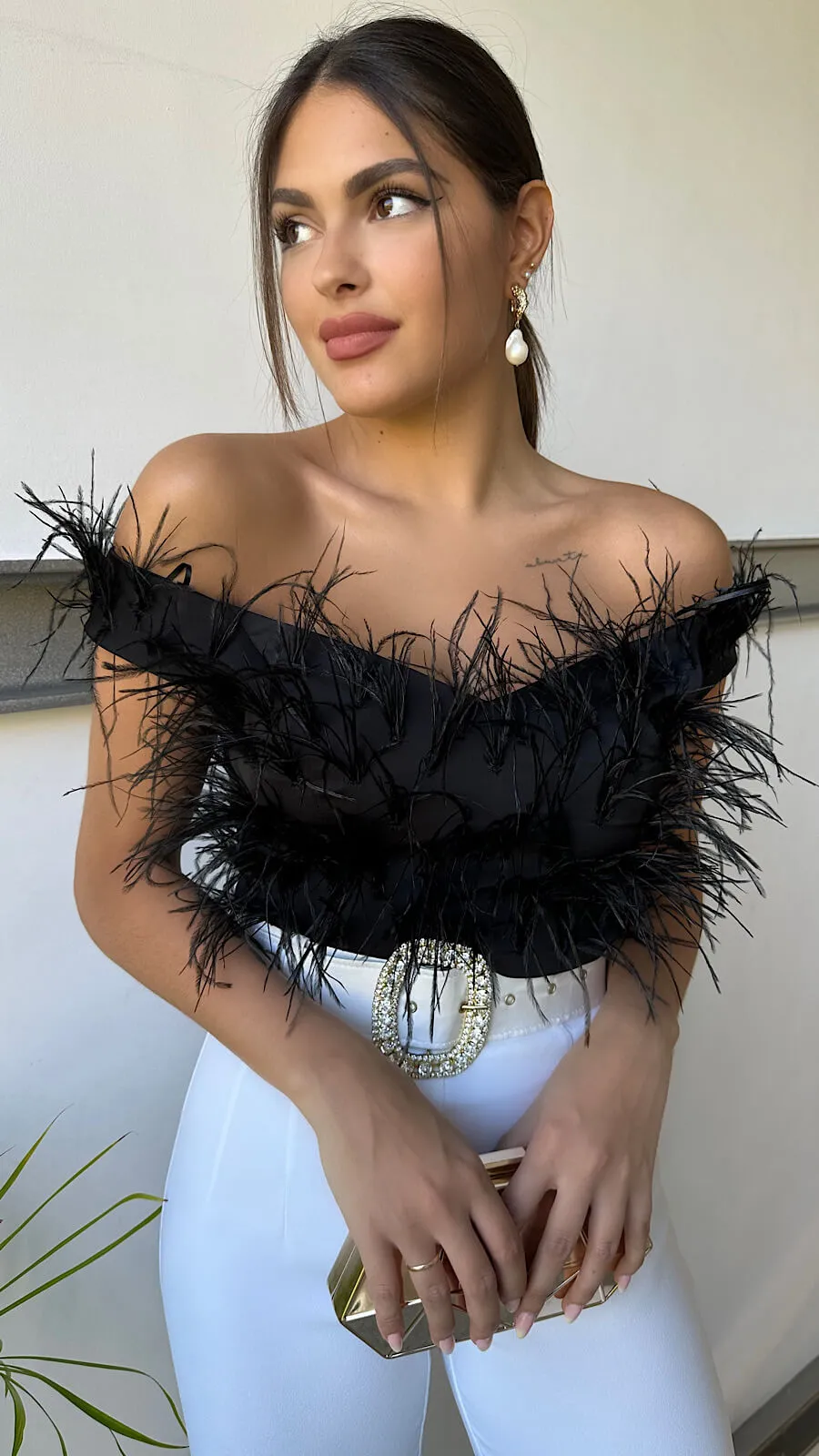 Top Negro Plumas