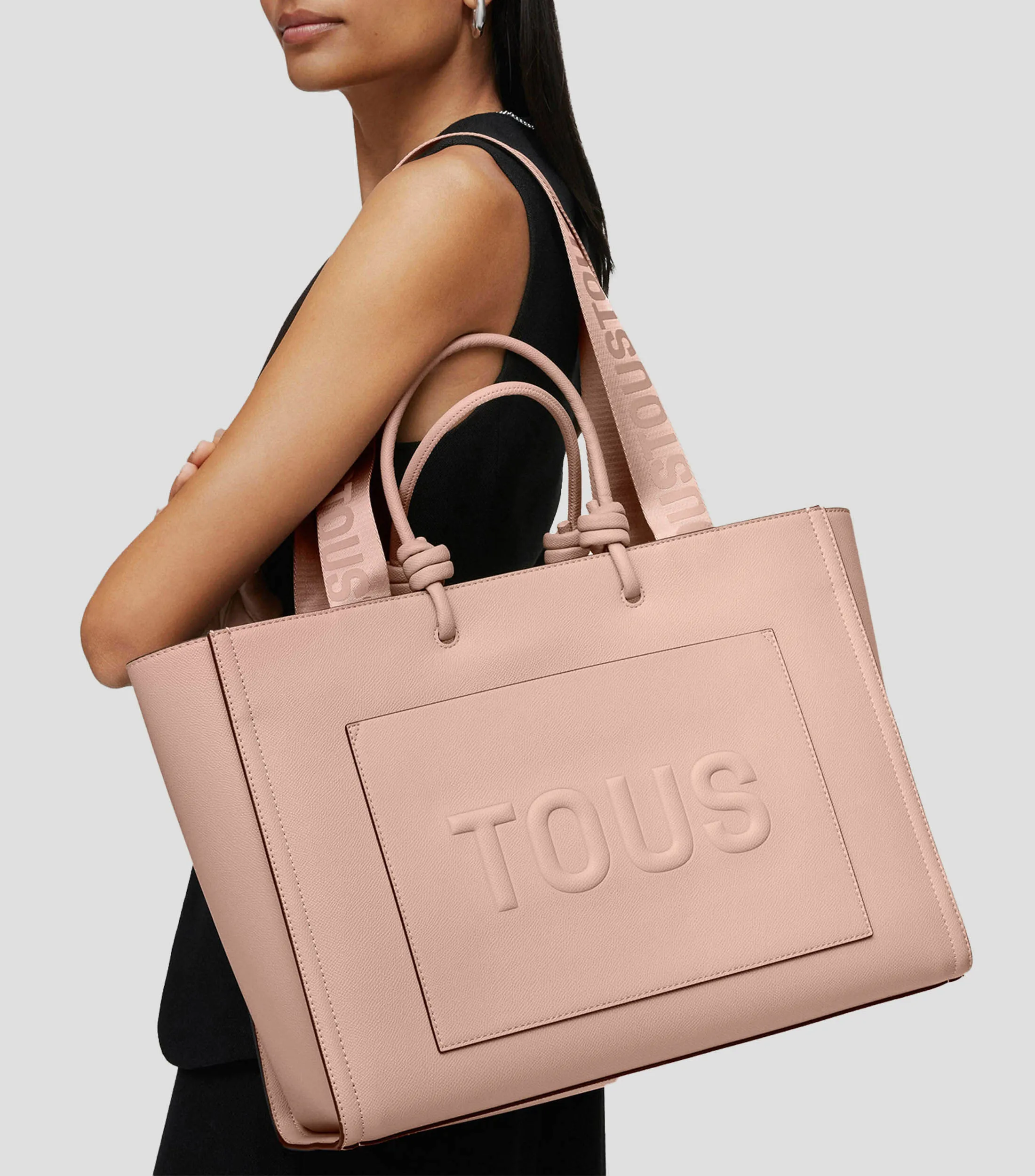 Tous Bolso tote grande Amaya rosa claro La Rue New con logo Mujer
