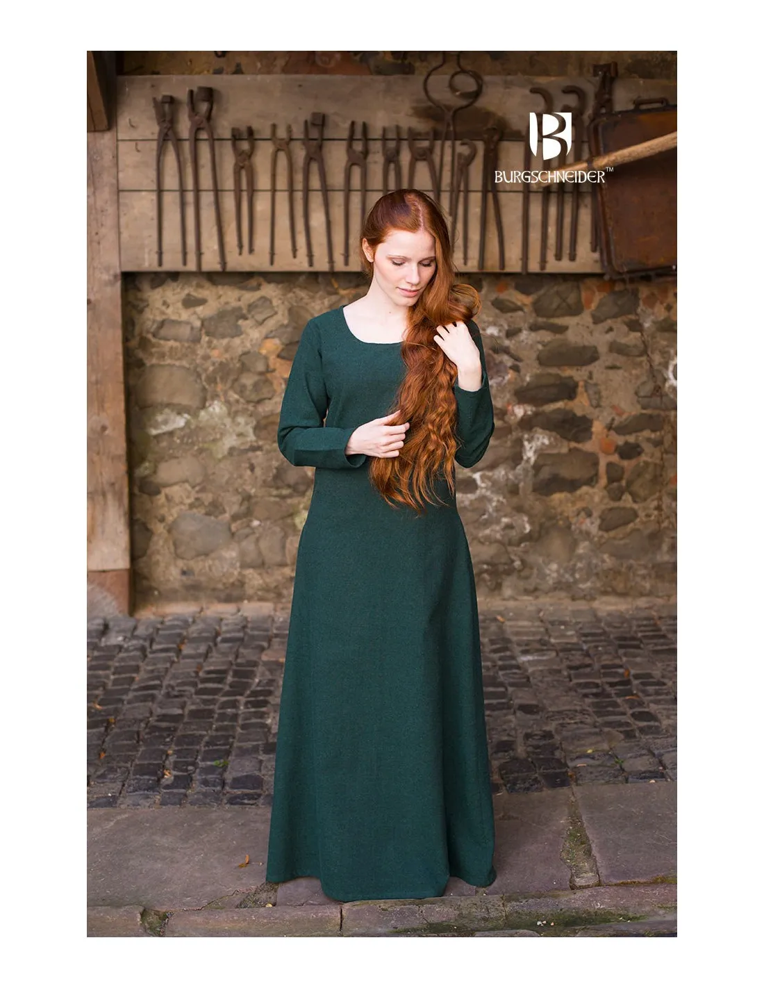 Túnica medieval Freya, verde oscuro