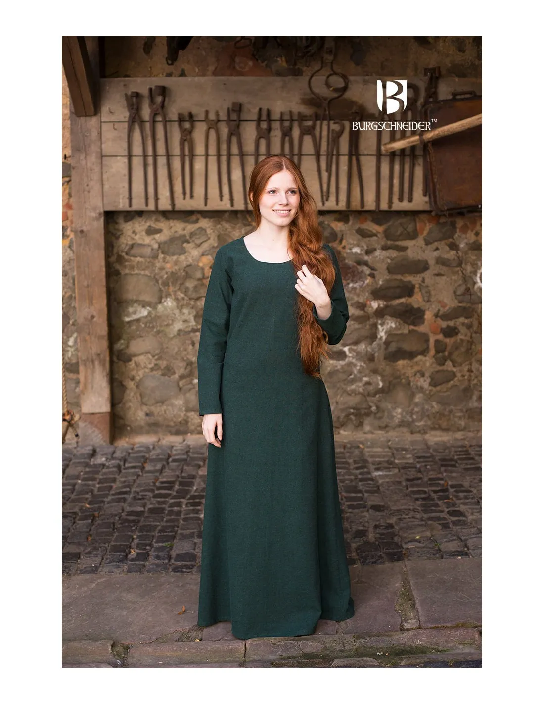 Túnica medieval Freya, verde oscuro