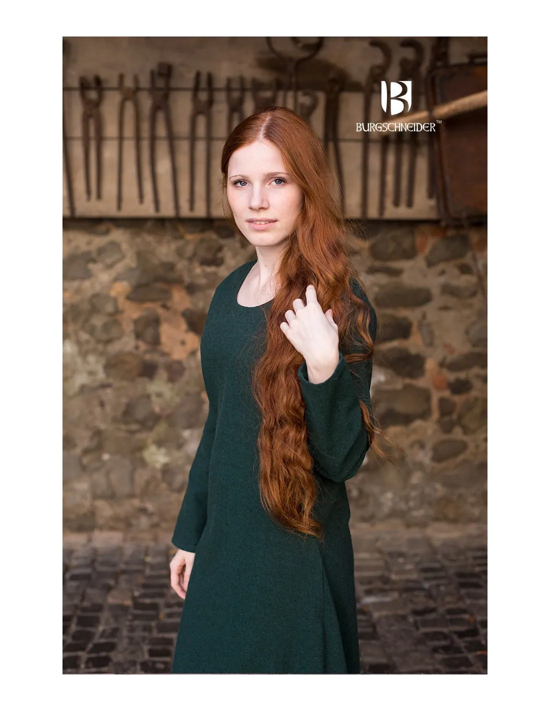 Túnica medieval Freya, verde oscuro