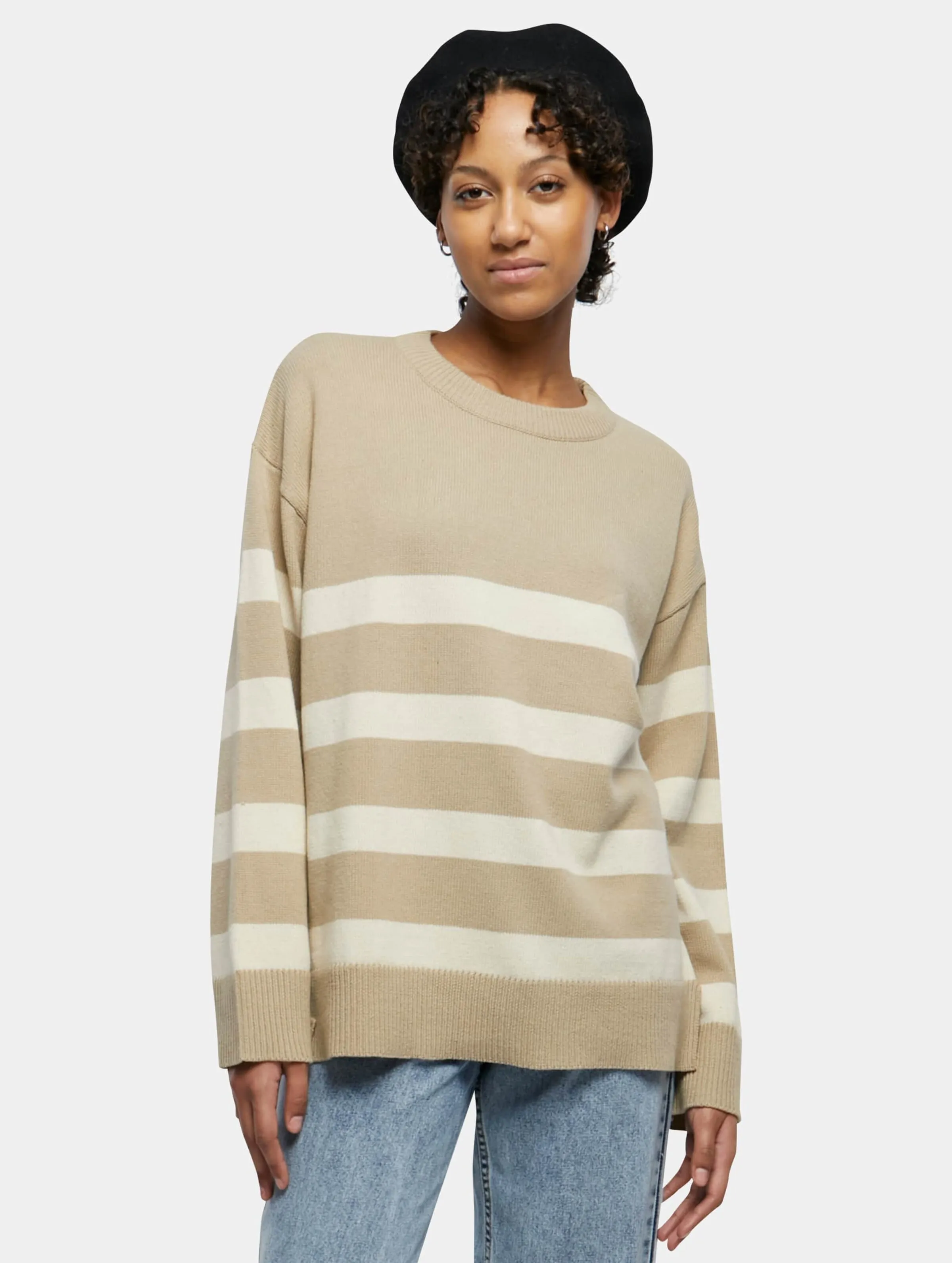 Urban Classics Ladies Striped Knit Crew Sweater