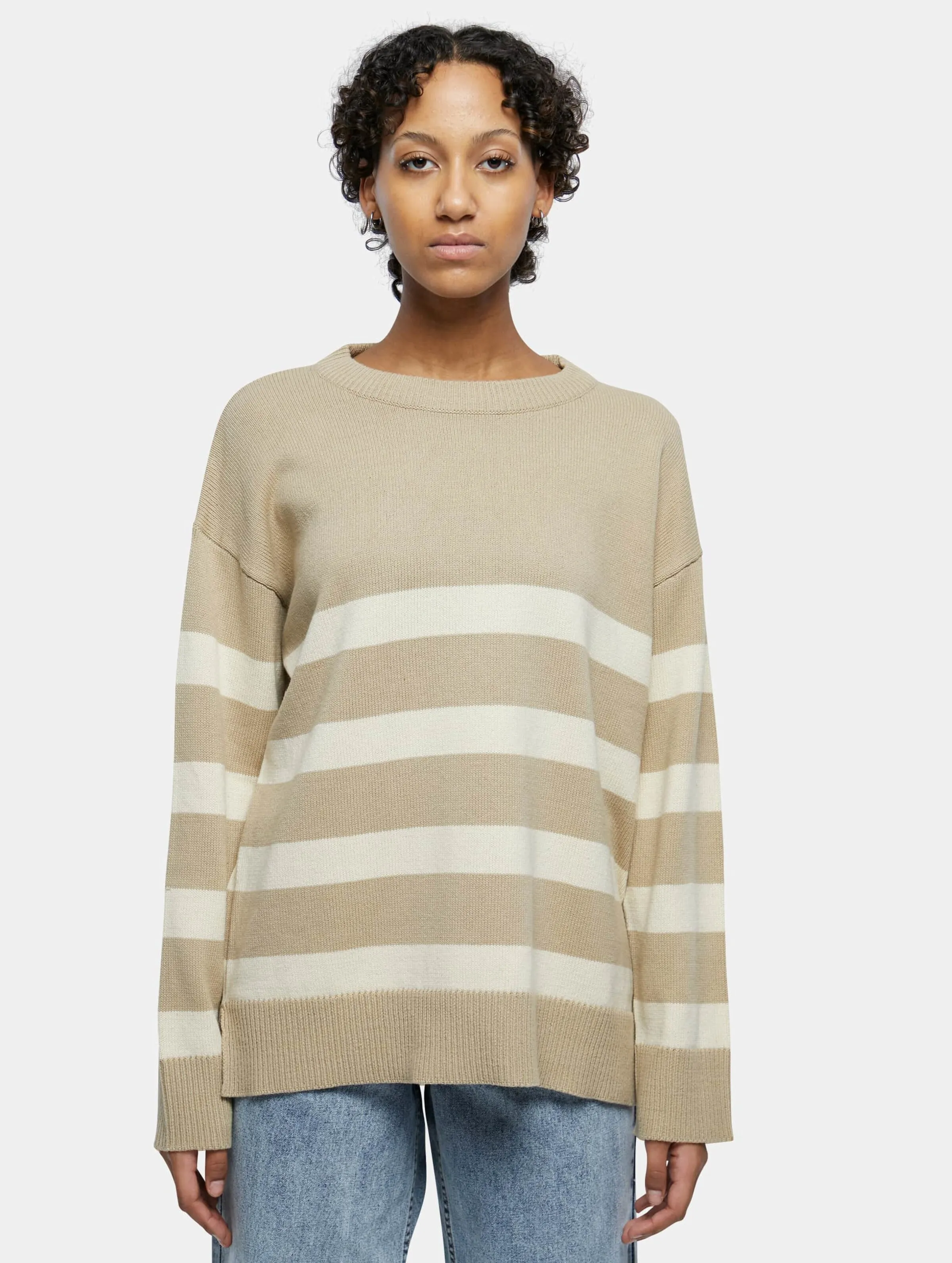 Urban Classics Ladies Striped Knit Crew Sweater