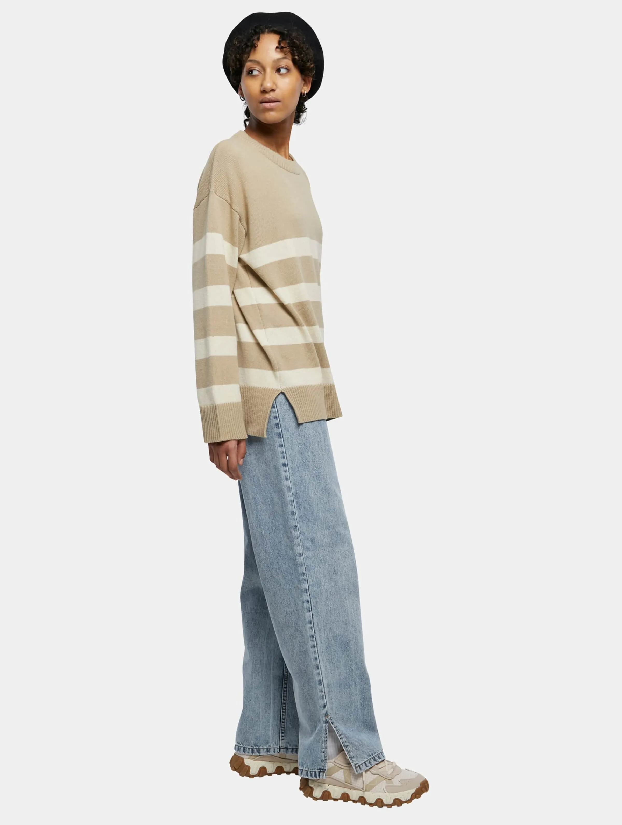 Urban Classics Ladies Striped Knit Crew Sweater