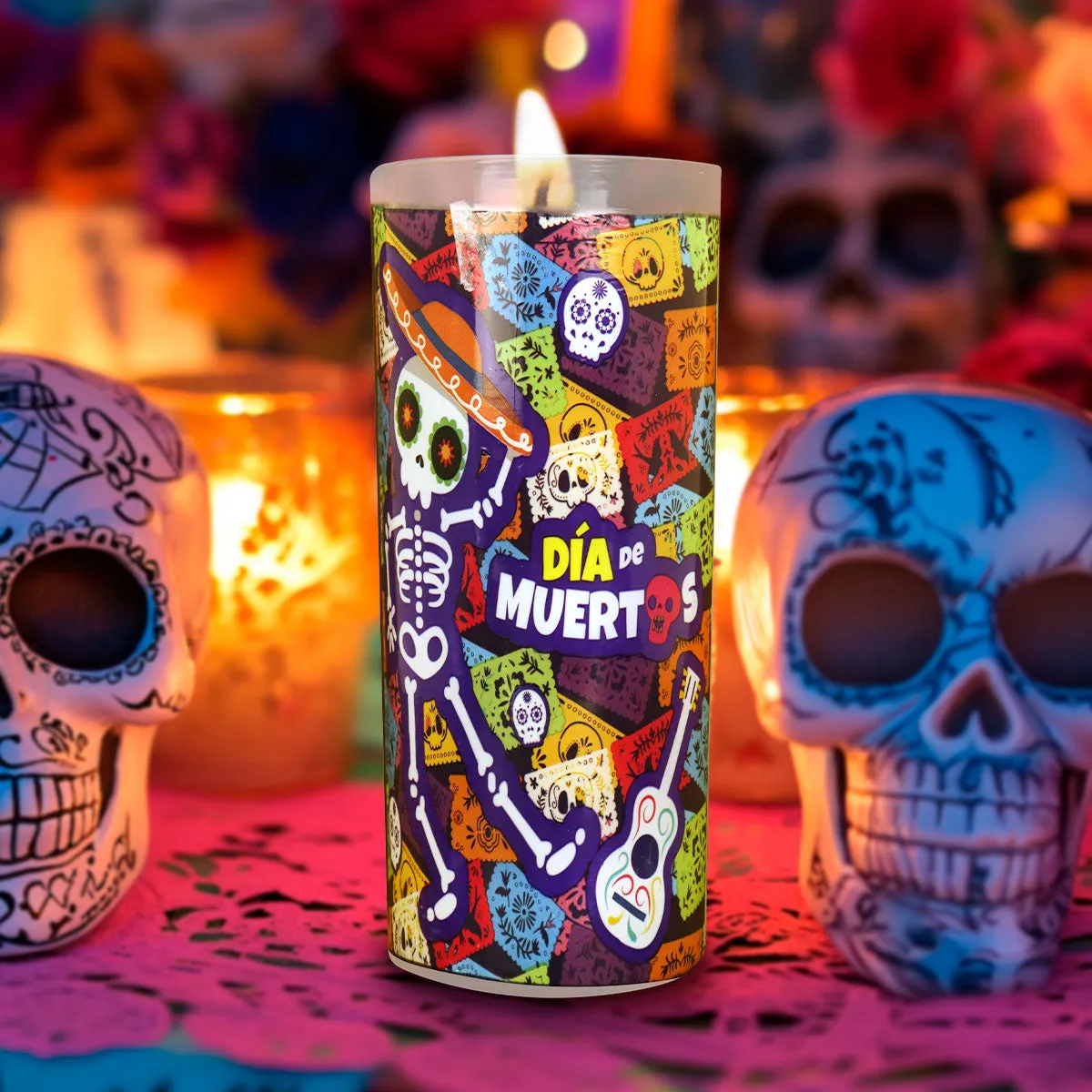 Veladora con Diseo de Charro para Día de Muertos