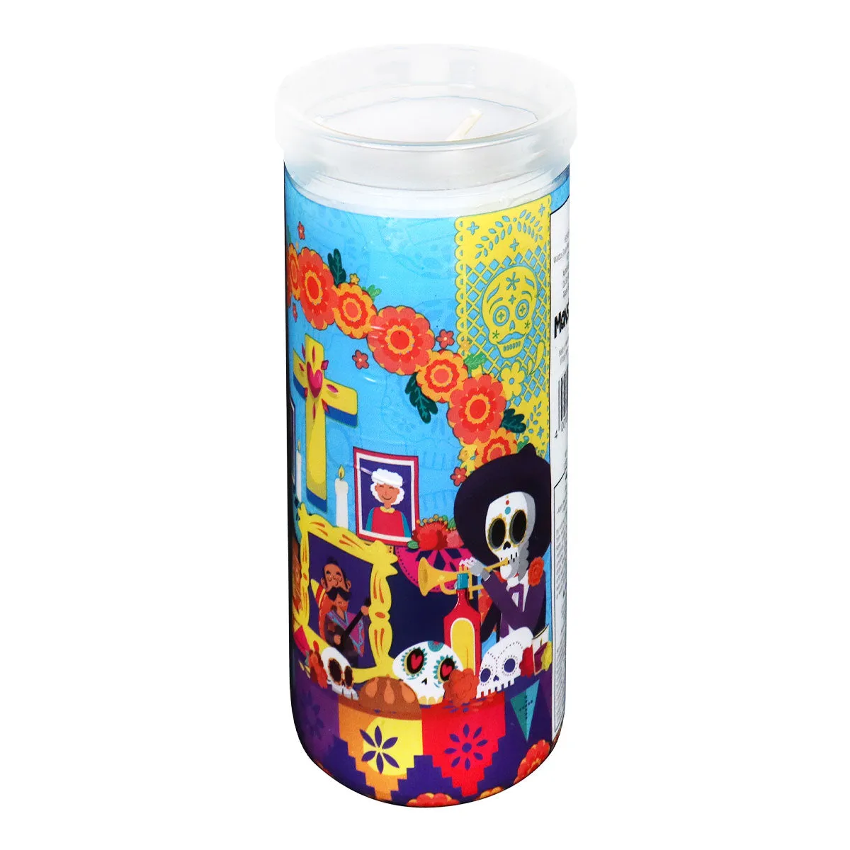 Veladora con Diseo de Ofrenda para Día de Muertos