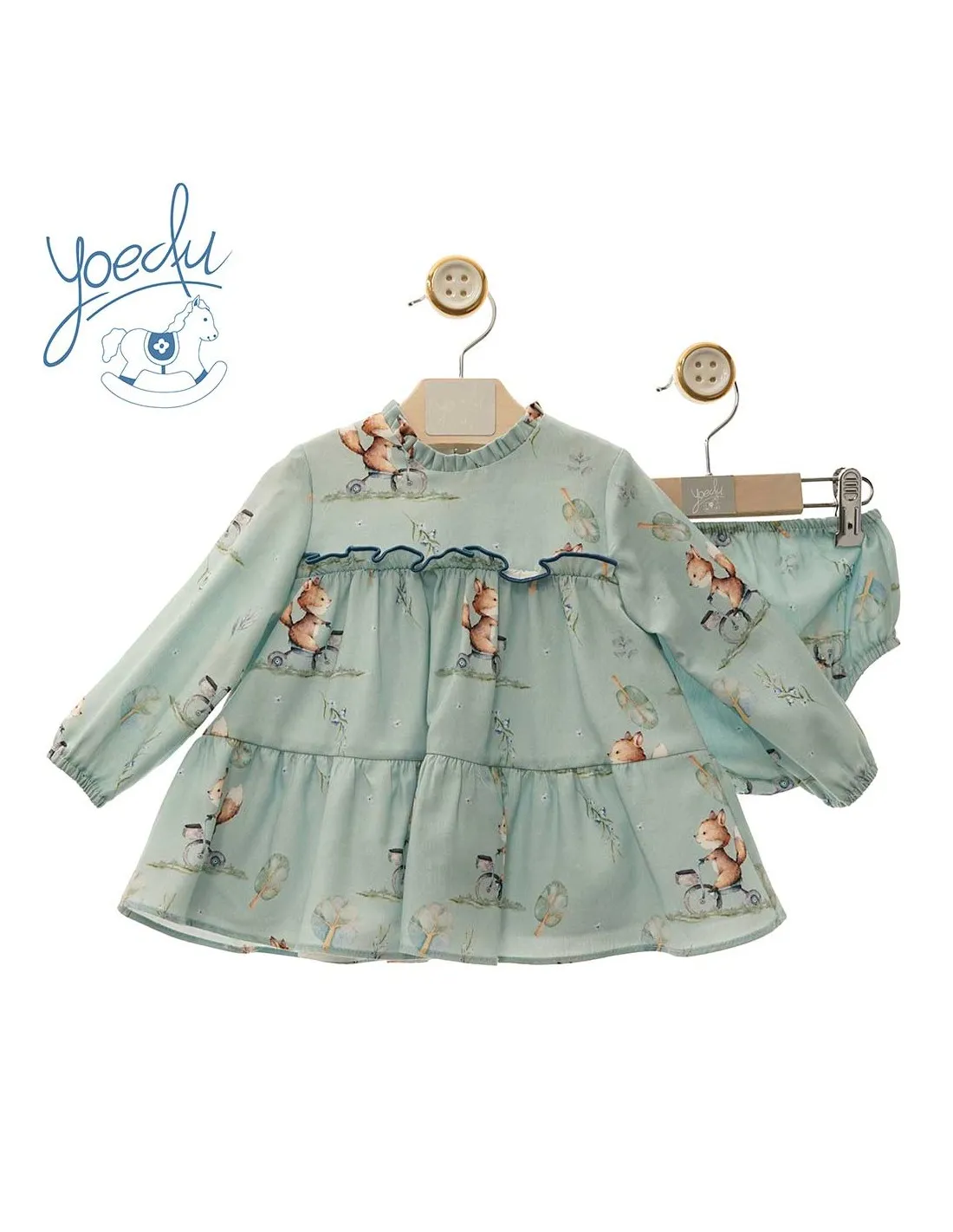 Vestido Bebé con Braguita Familia Peter Pan Yoedu Turquesa