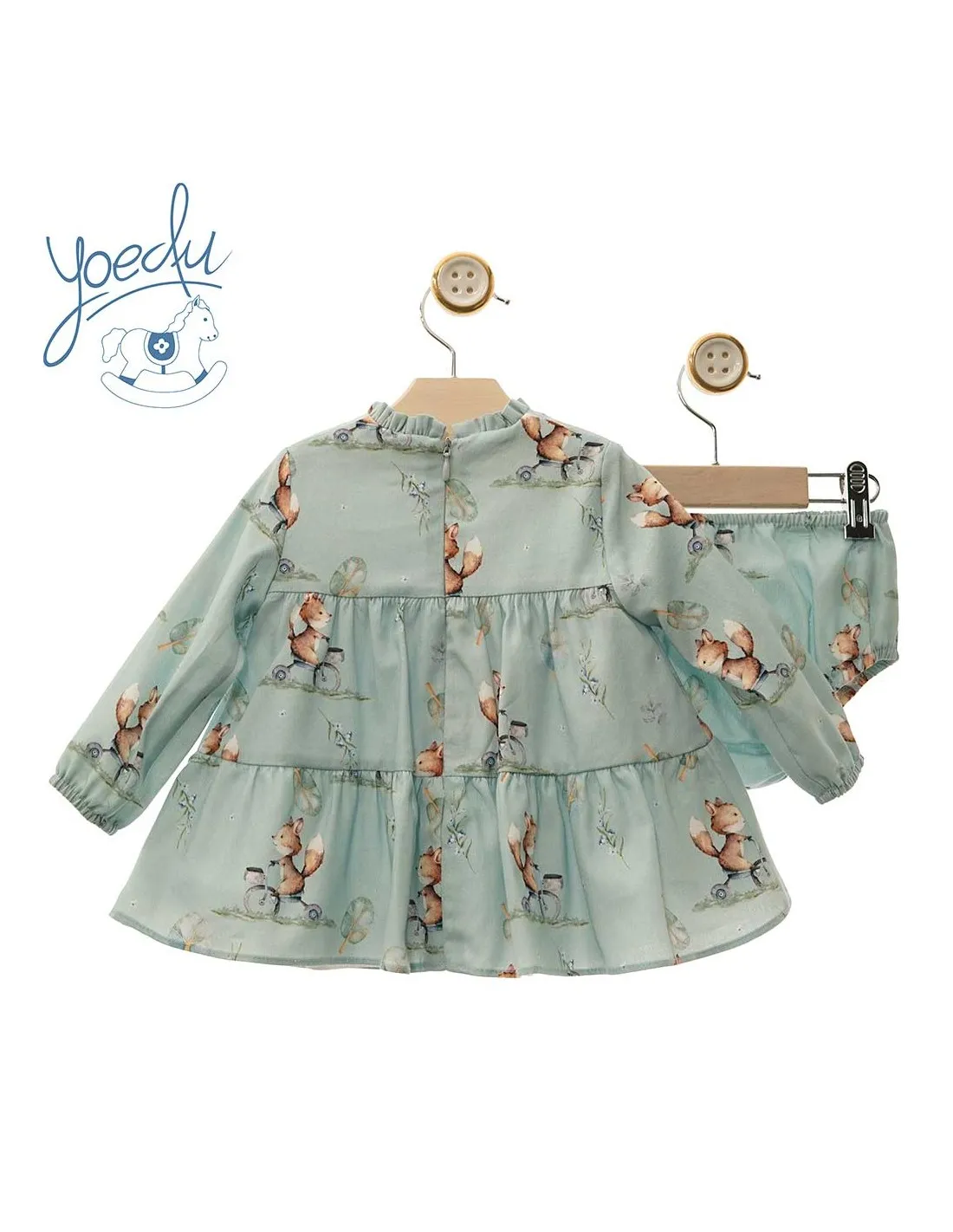 Vestido Bebé con Braguita Familia Peter Pan Yoedu Turquesa