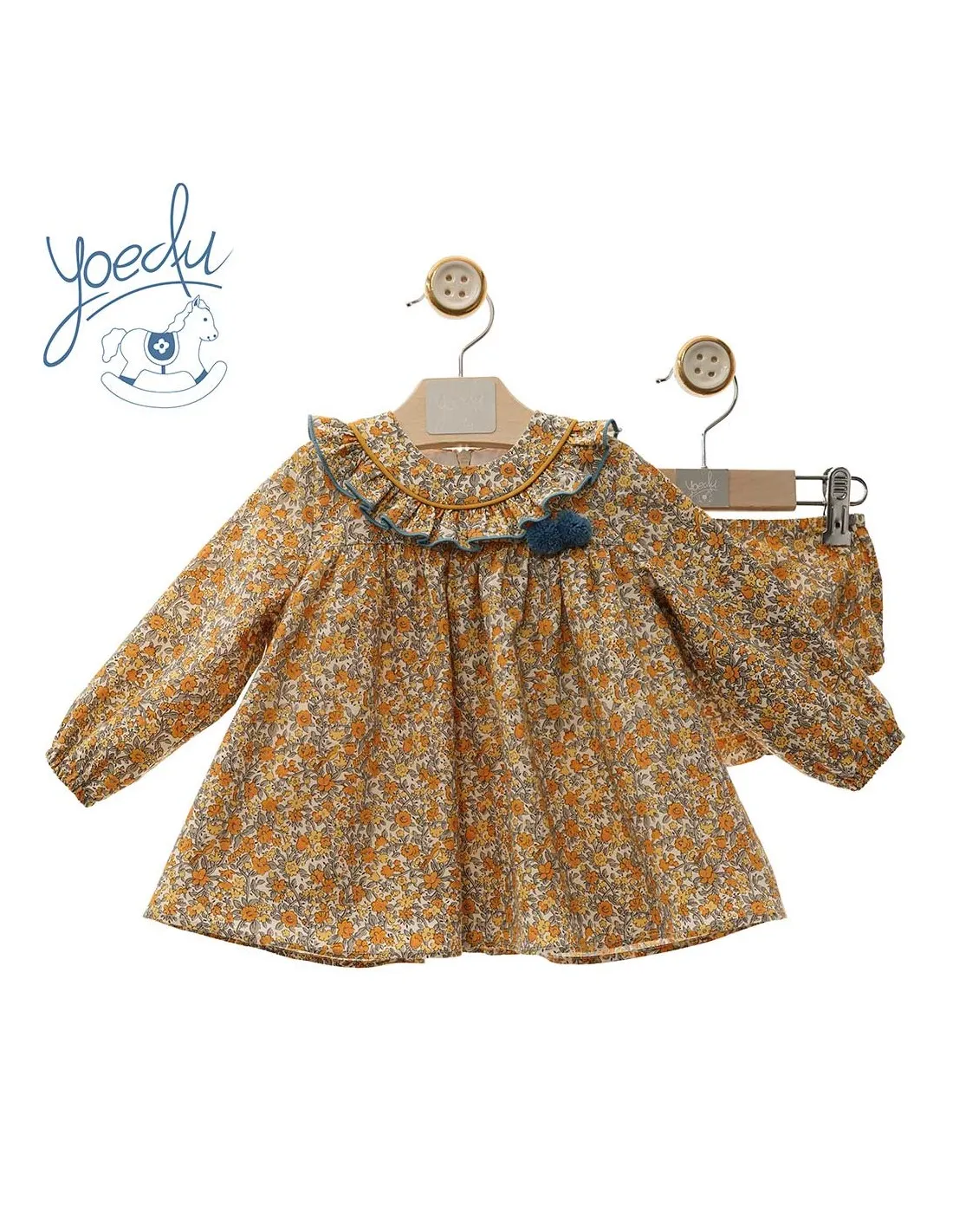 Vestido Bebé y Braga Familia Simba Yoedu Mostaza