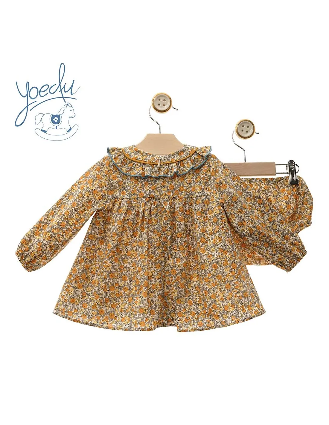 Vestido Bebé y Braga Familia Simba Yoedu Mostaza