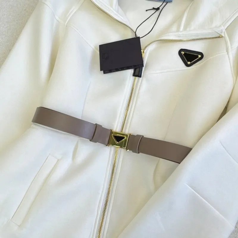 VESTIDO CON CREMALLERA CON CAPUCHA DE LUJO PARA MUJERES, CHAQUETA PARA MUJERES CON CINTURóN DE TRIáNGULO DE METAL DE DISEñADORT