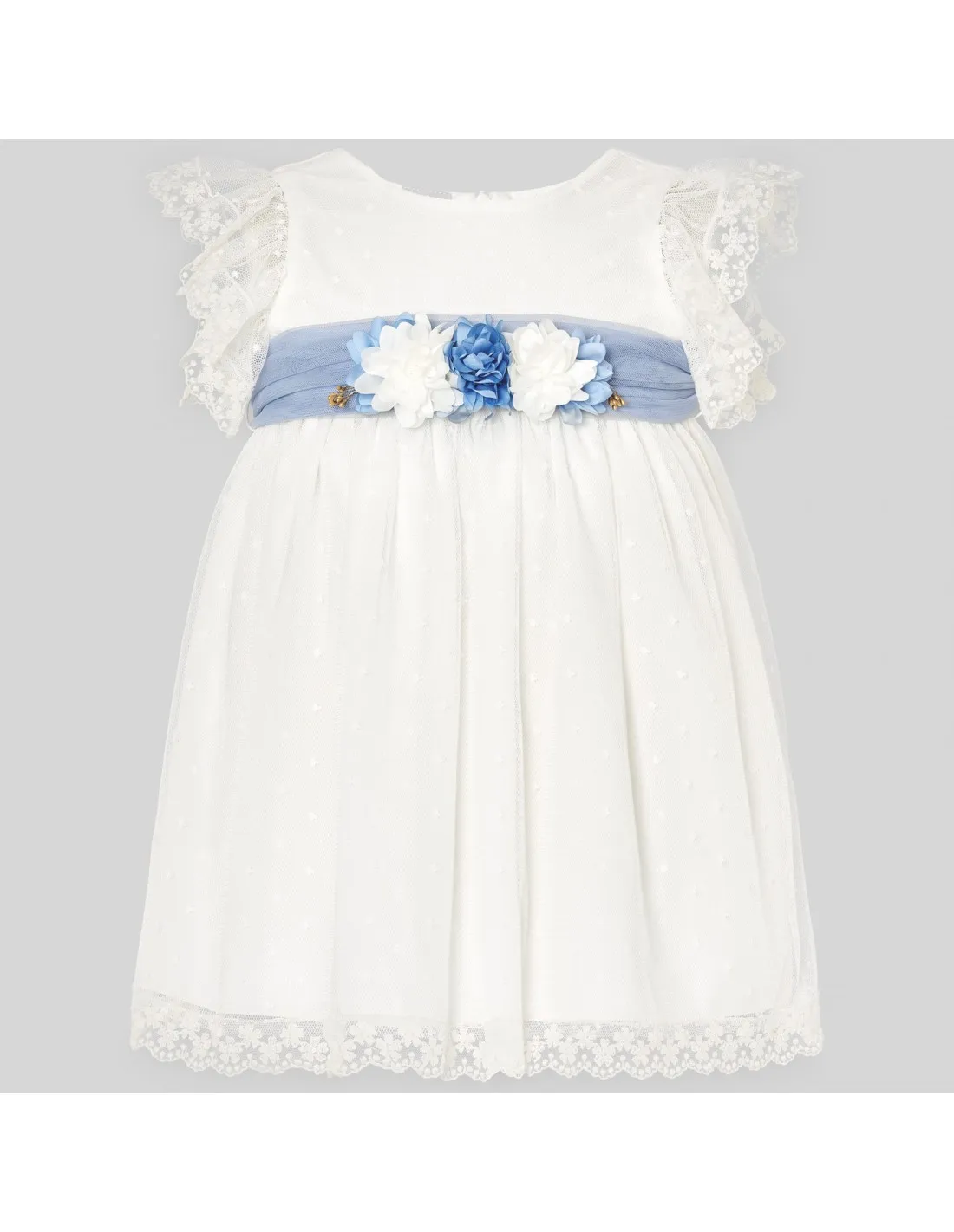 VESTIDO INFANTIL CEREMONIA CON BANDA Y FLORES PAZ RODRÍGUEZ
