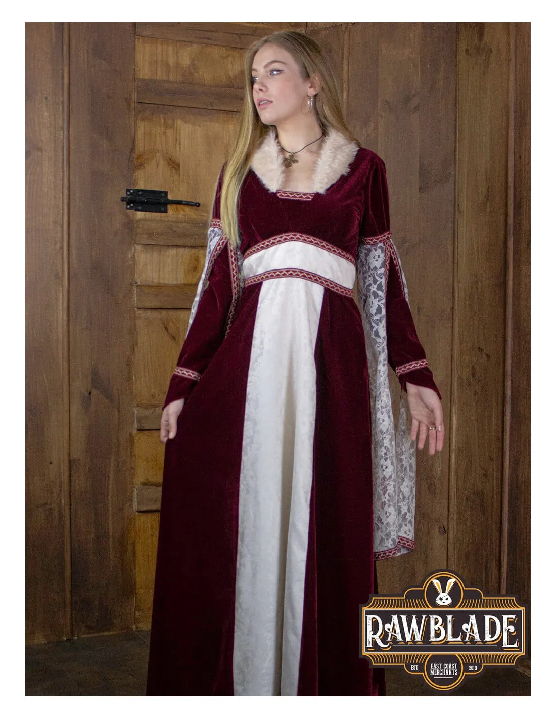 VESTIDO MEDIEVAL CORTESANA AURA  ROJO