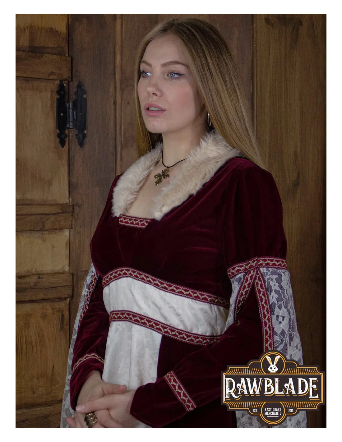VESTIDO MEDIEVAL CORTESANA AURA  ROJO