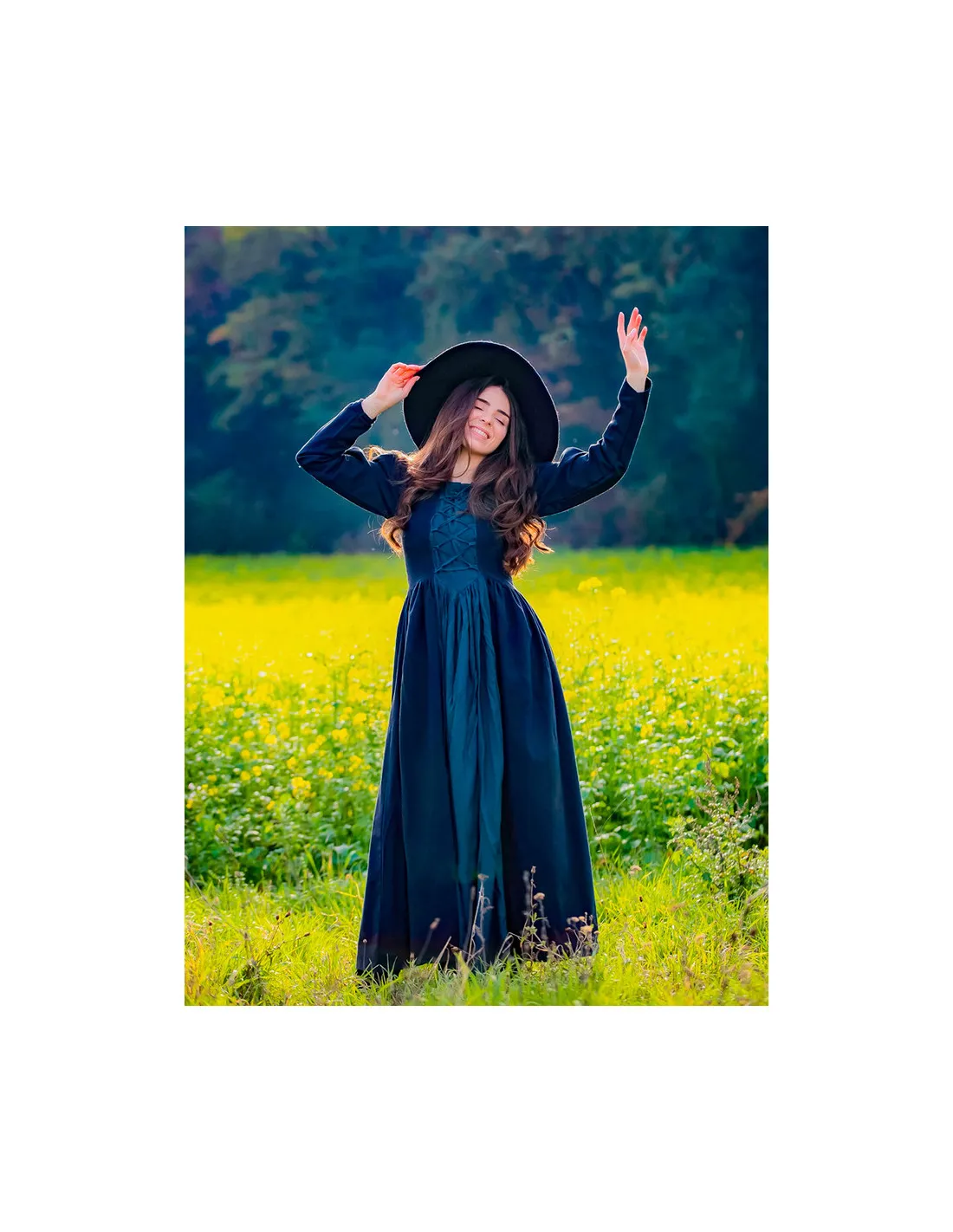VESTIDO MEDIEVAL MEDUSA, NEGROAZUL