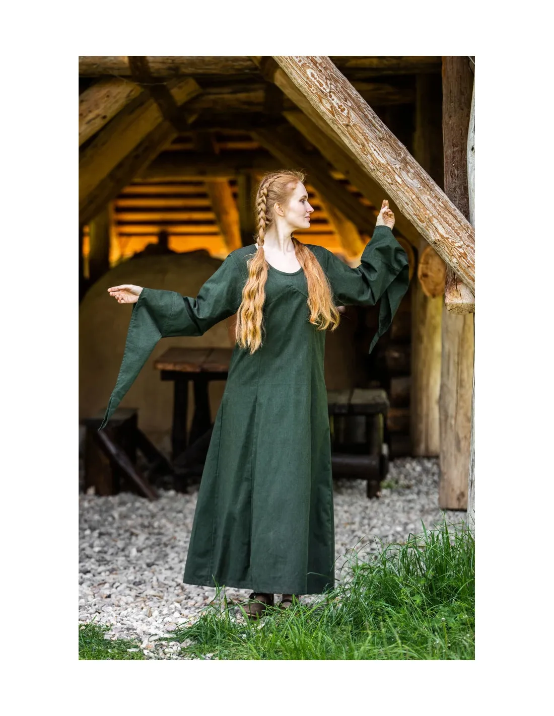 Vestido medieval modelo Marian, verde