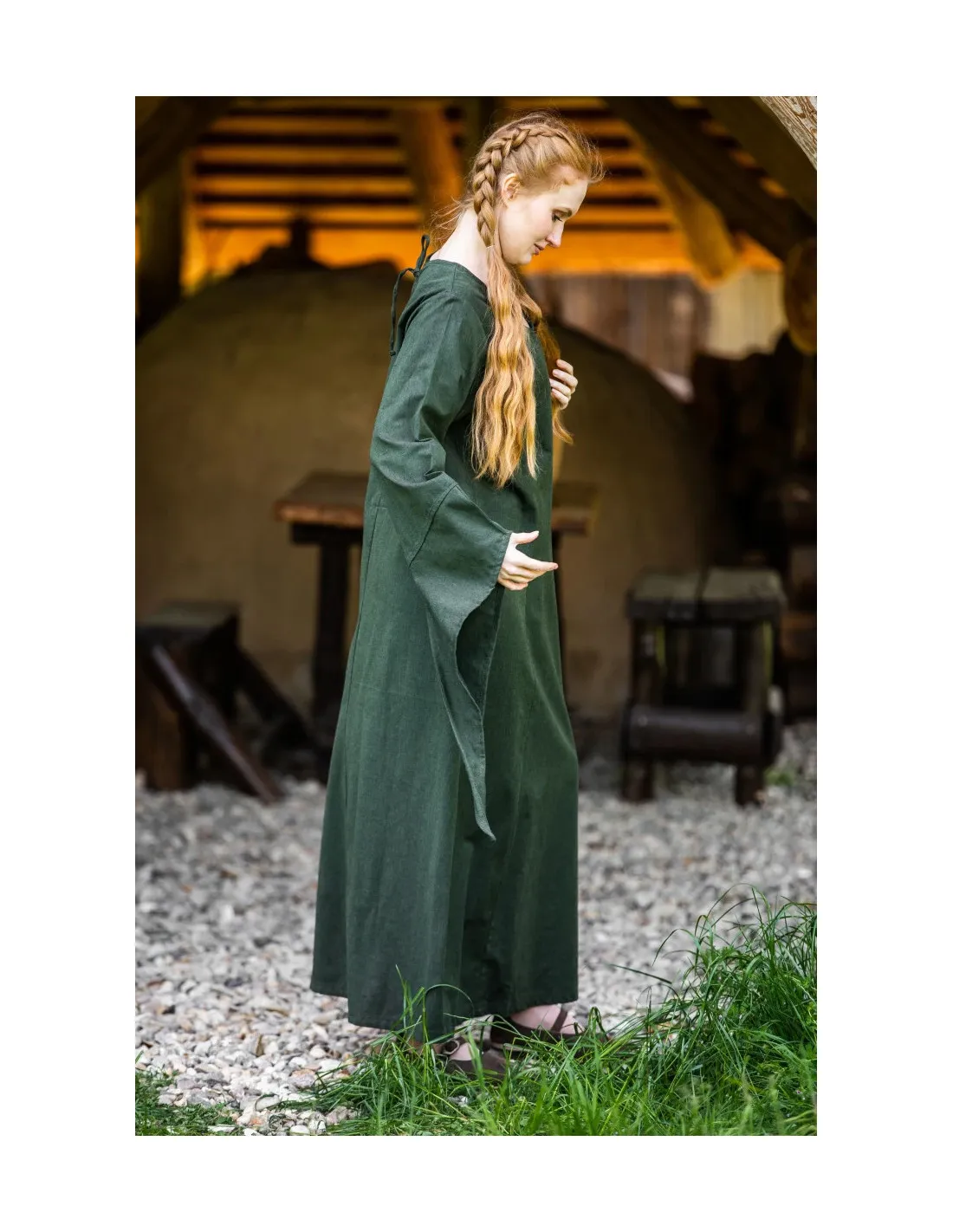Vestido medieval modelo Marian, verde