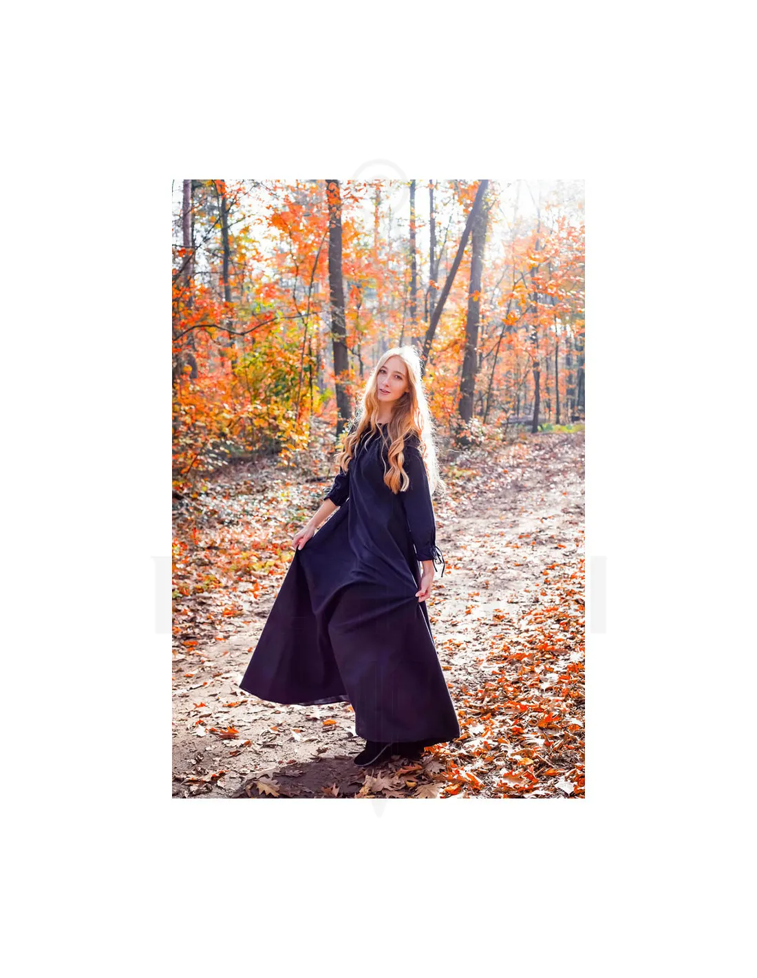 Vestido medieval mujer largo negro