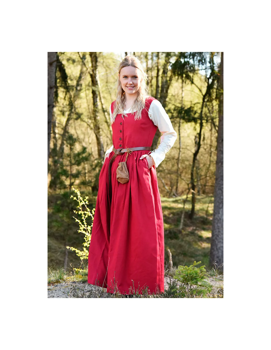 Vestido medieval sin mangas Lene en rojo