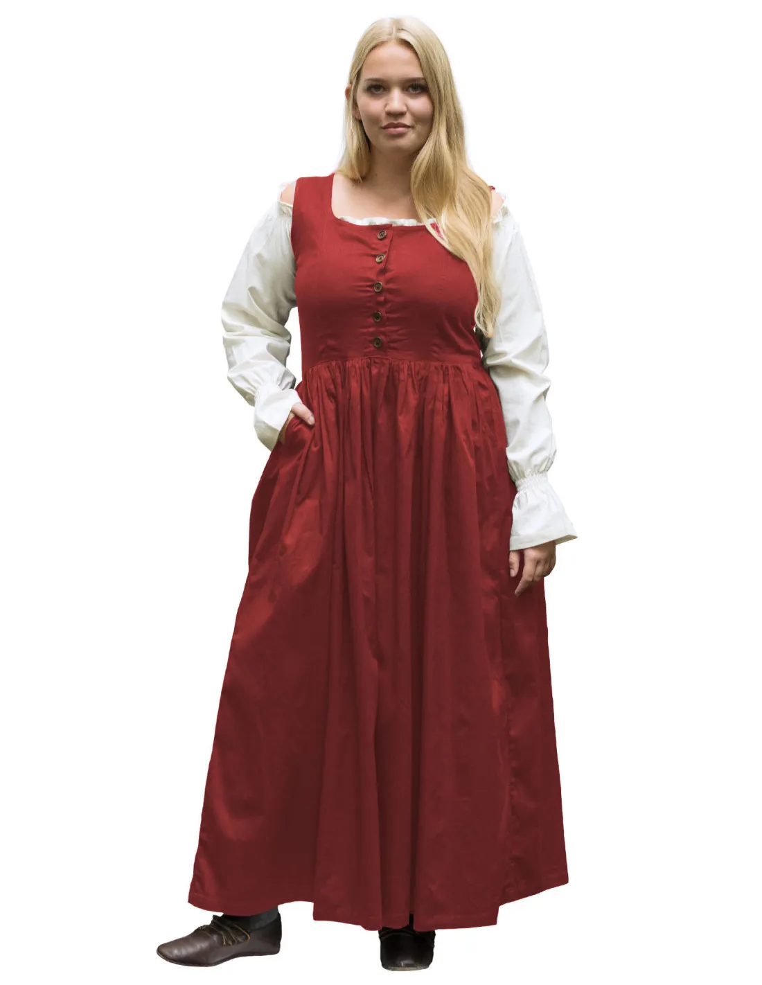 Vestido medieval sin mangas Lene en rojo