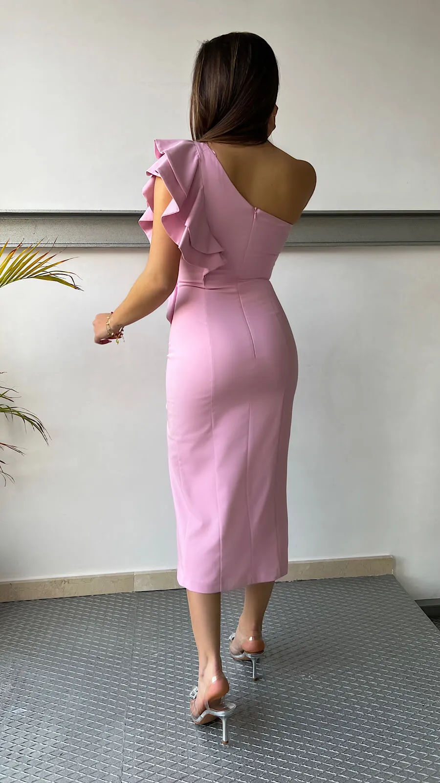 Vestido Midi Rosa Pastel