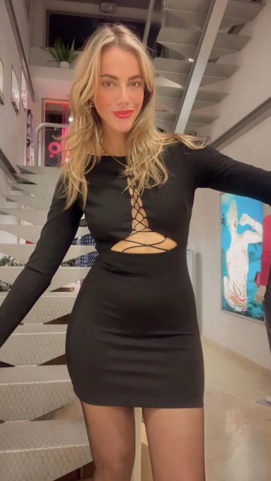 Vestido Negro Escote Fruncido