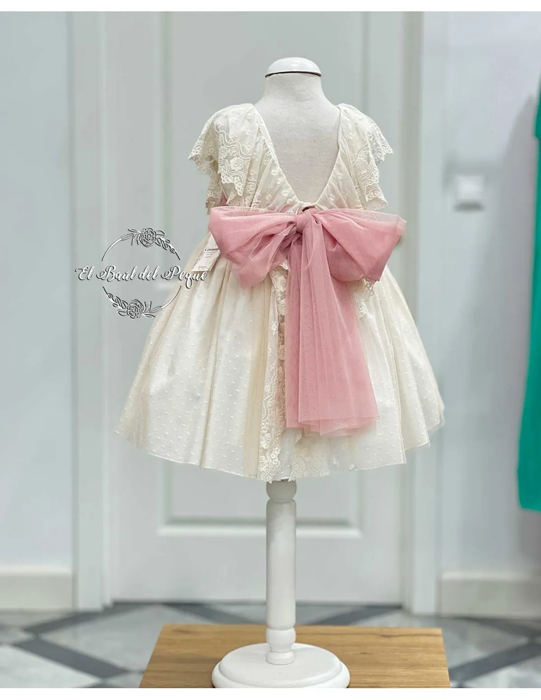 Vestido Niña Crudo Ceremonia Basmartí  Colección Puppy