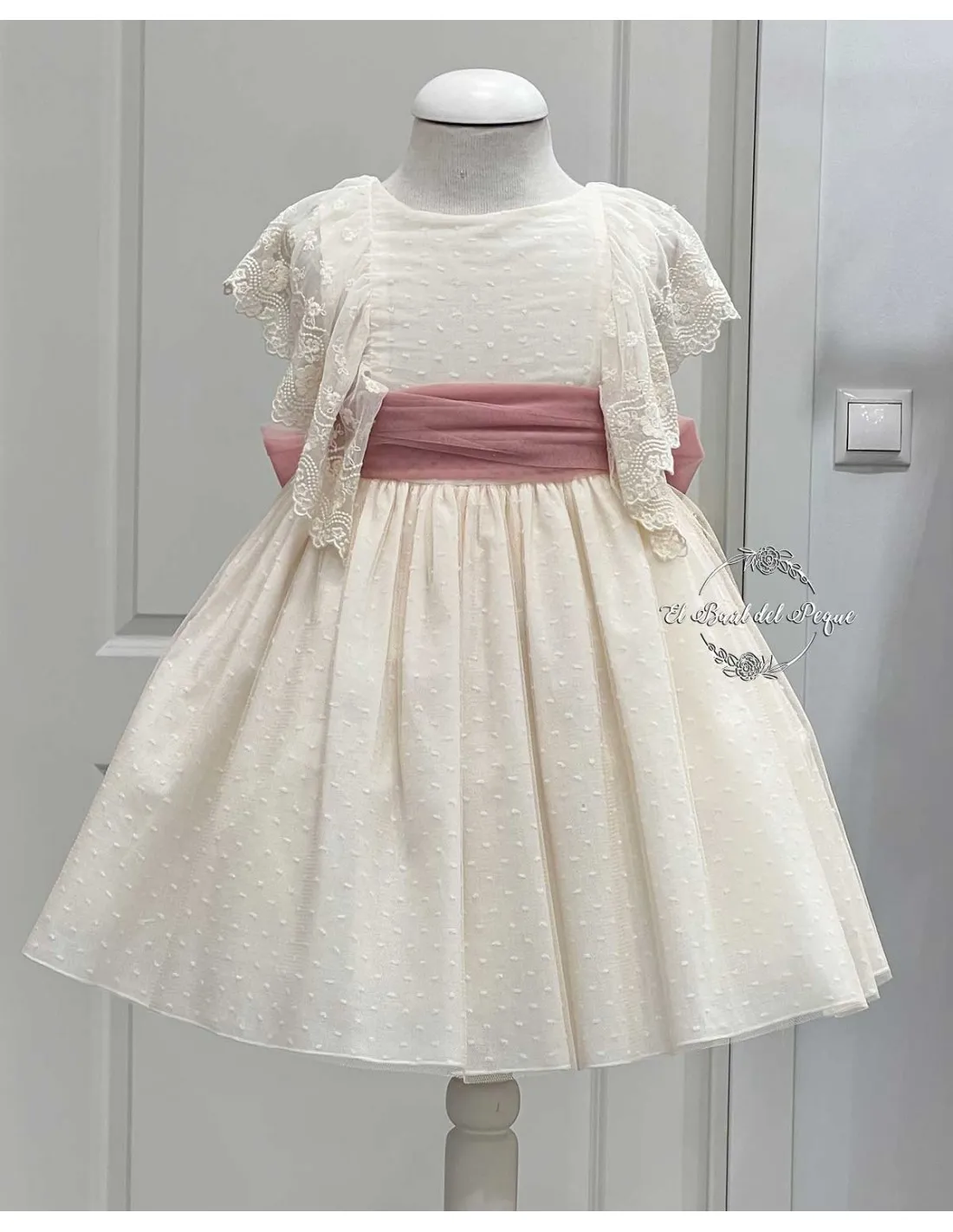 Vestido Niña Crudo Ceremonia Basmartí  Colección Puppy