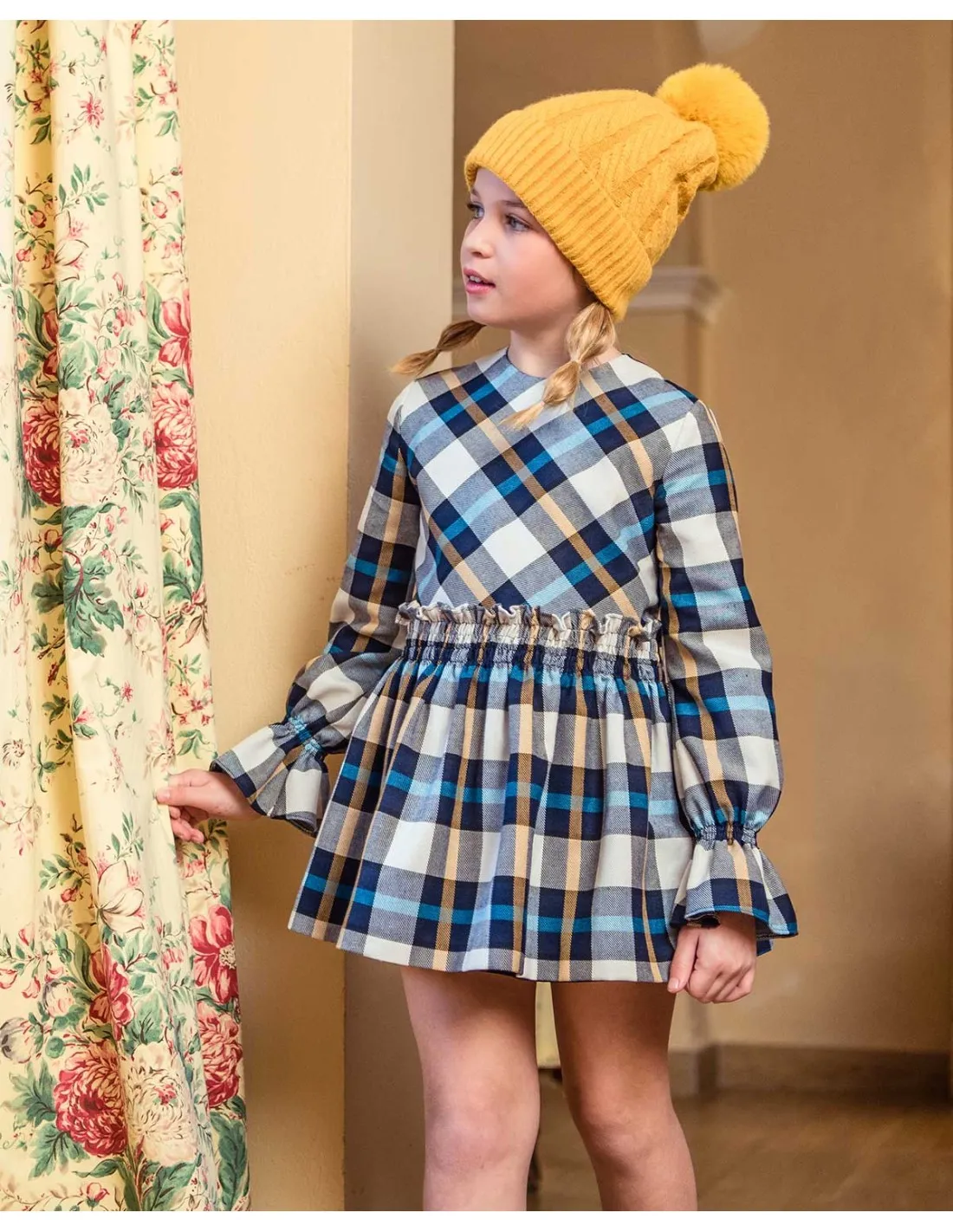 Vestido Niña Familia Minnie Yoedu Cuadros Talle Cintura