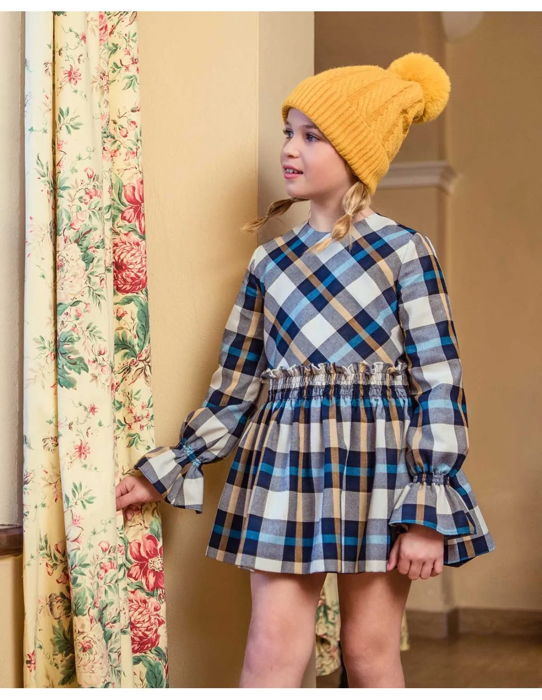 Vestido Niña Familia Minnie Yoedu Cuadros Talle Cintura