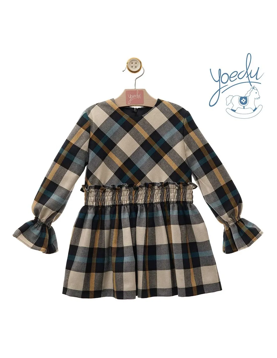 Vestido Niña Familia Minnie Yoedu Cuadros Talle Cintura