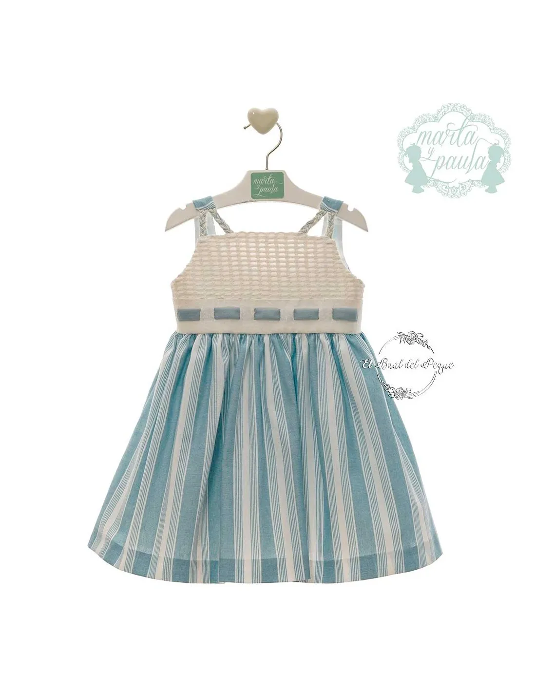 Vestido Niña Marta y Paula Familia Doris Rayas Turquesa
