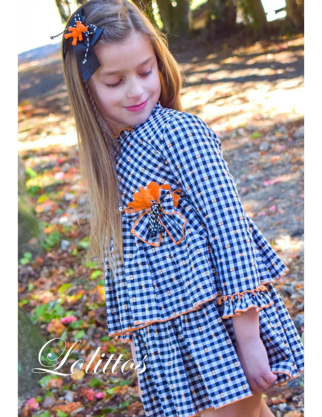 Vestido Volantes Vichy Negro Colección Bear Lolittos Moda Infantil