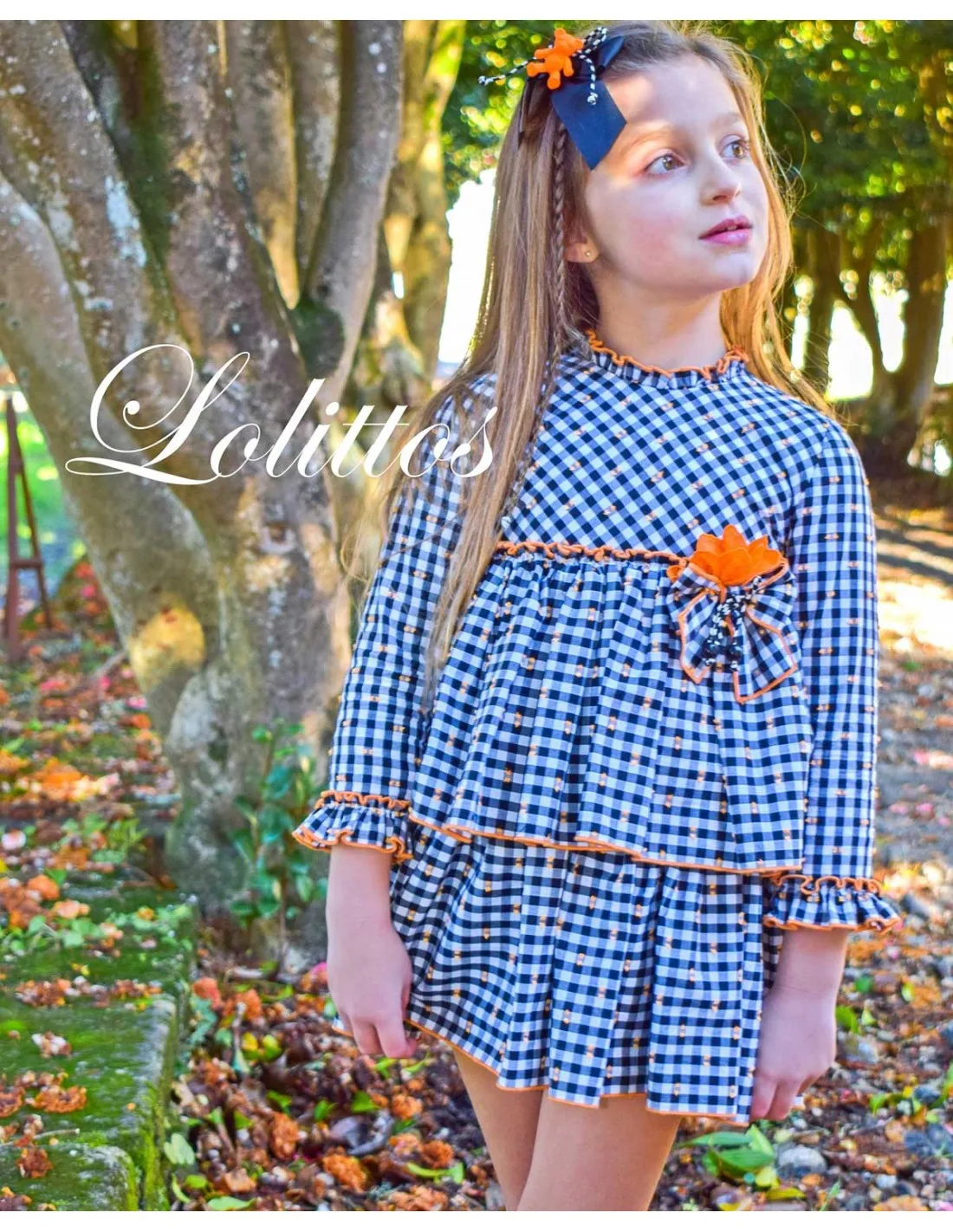 Vestido Volantes Vichy Negro Colección Bear Lolittos Moda Infantil