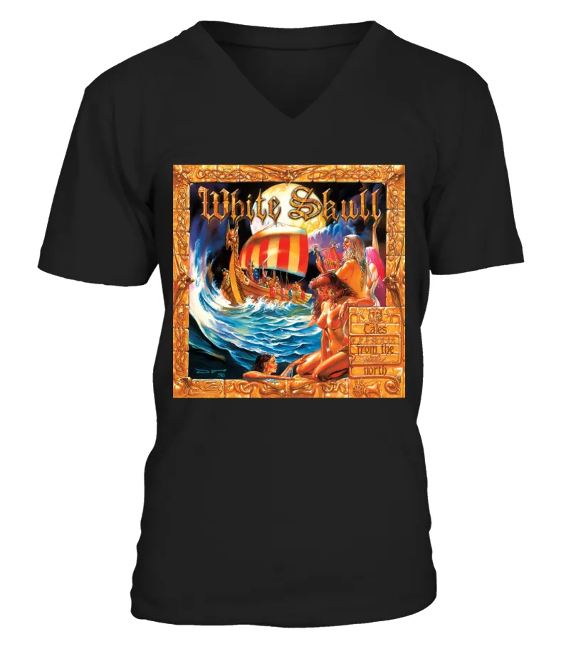 WHITE SKULL  TALES FROM THE NORTH BK CAMISETA CUELLO EN V UNISEX