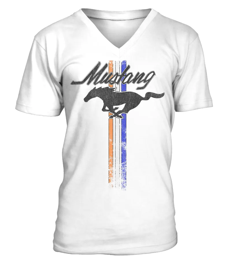 WT Ford Mustang Pony Stripes Camiseta cuello en V Unisex