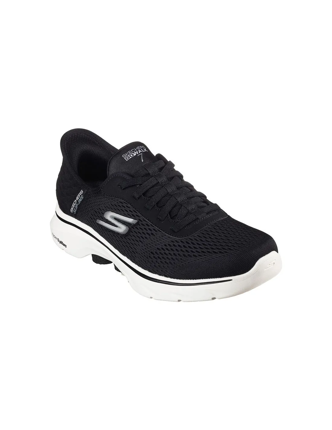 ZAPATILLAS SKECHERS GO WALK 7  FREE HAN HOMBRE BLACK AND WHITE TEXTILE/