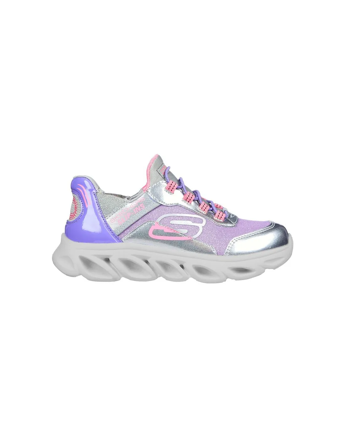 ZAPATILLAS SKECHERS SLIPINS: FLEX GLIDE GRIS LAVANDA NIñA