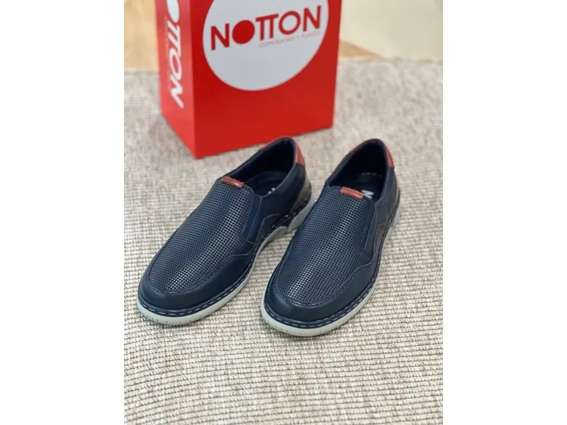 ZAPATO DE PIEL CON COPETE 0618 NOTTON EN COLOR AZUL