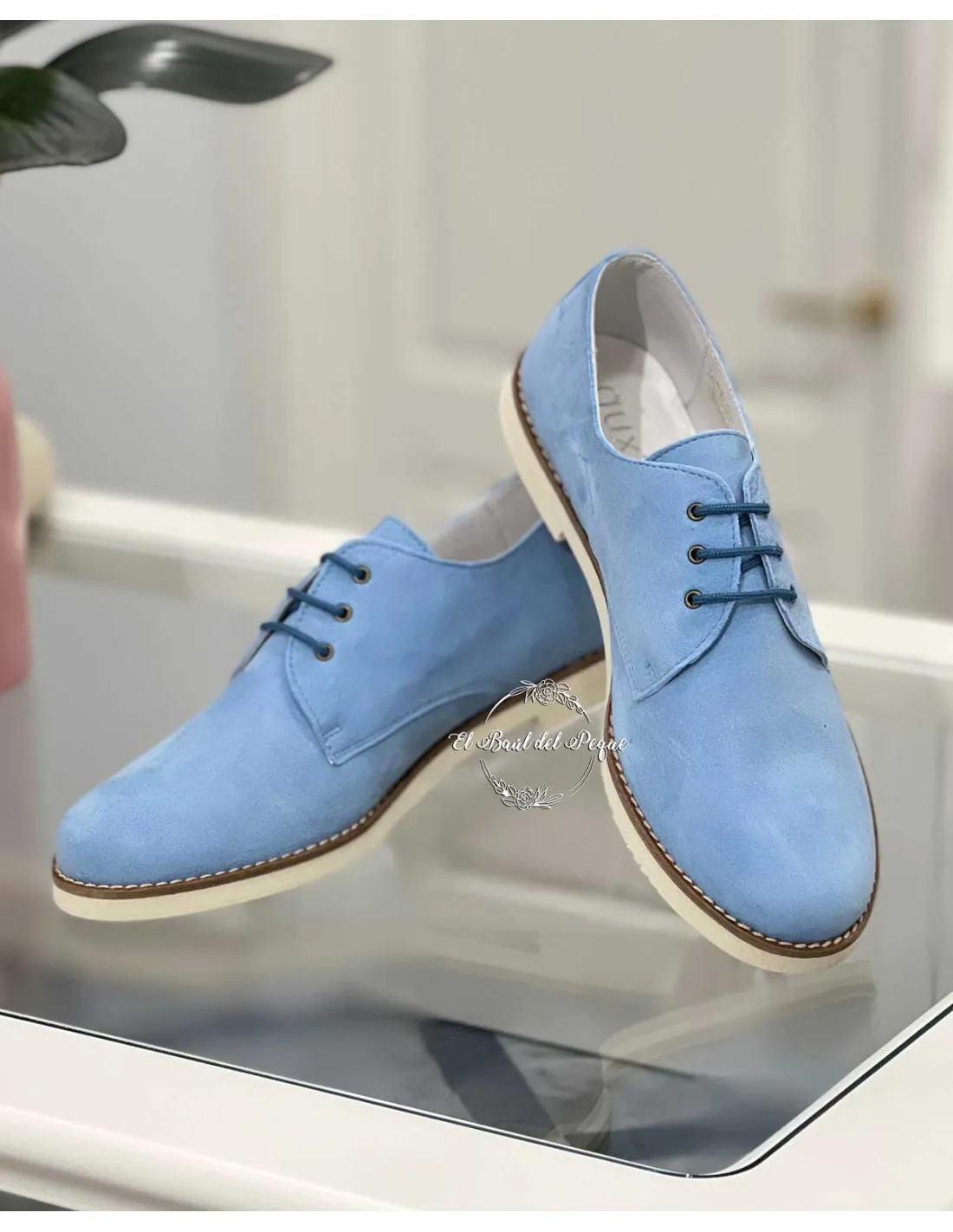 Zapato Niño Blucher Ante Celeste Gux´s Comunión